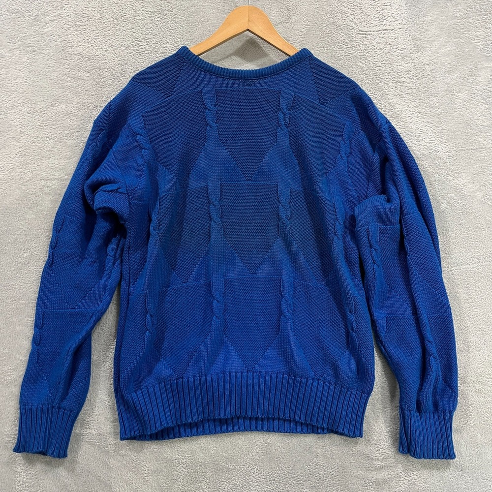 Vintage Jantzen Sweater Men M Cable Knit Fisherman Preppy Blue Pullover USA‎